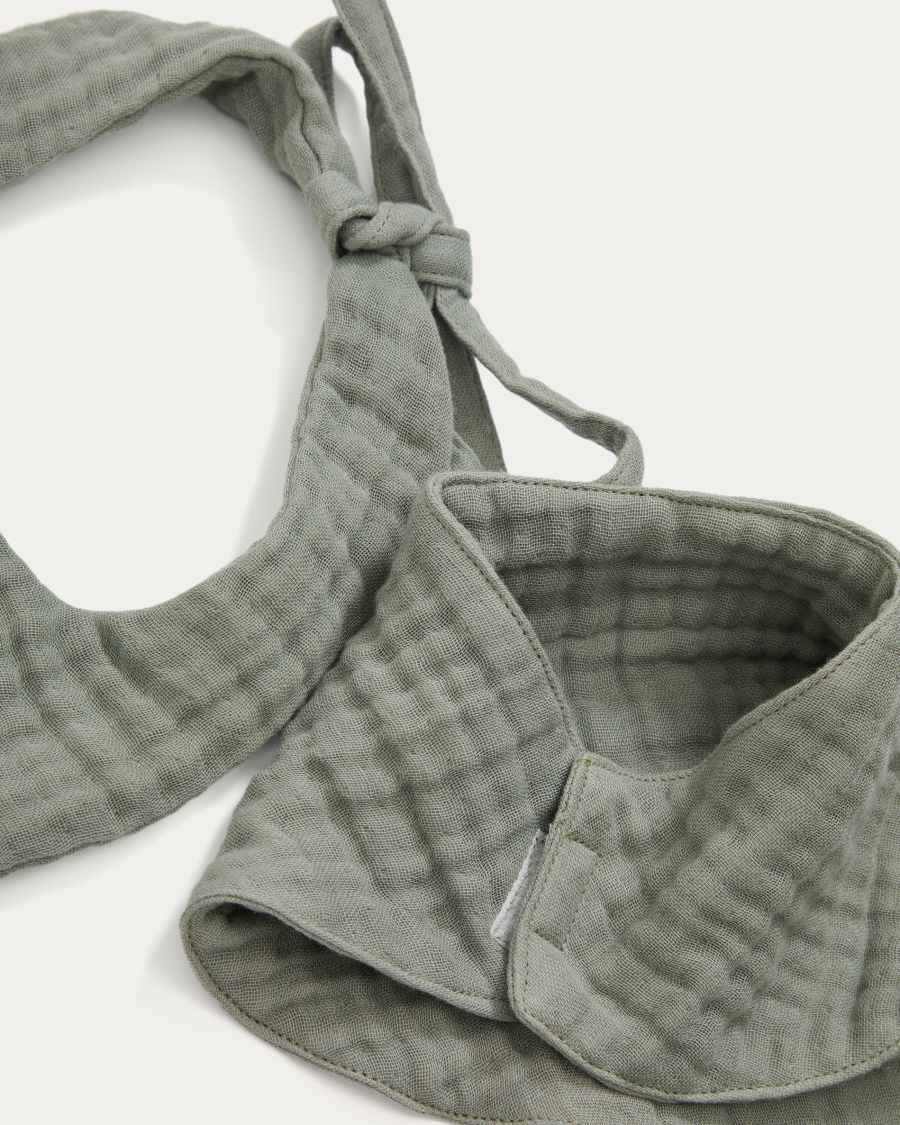 Prune green bib and bandana set made of 100% cotton