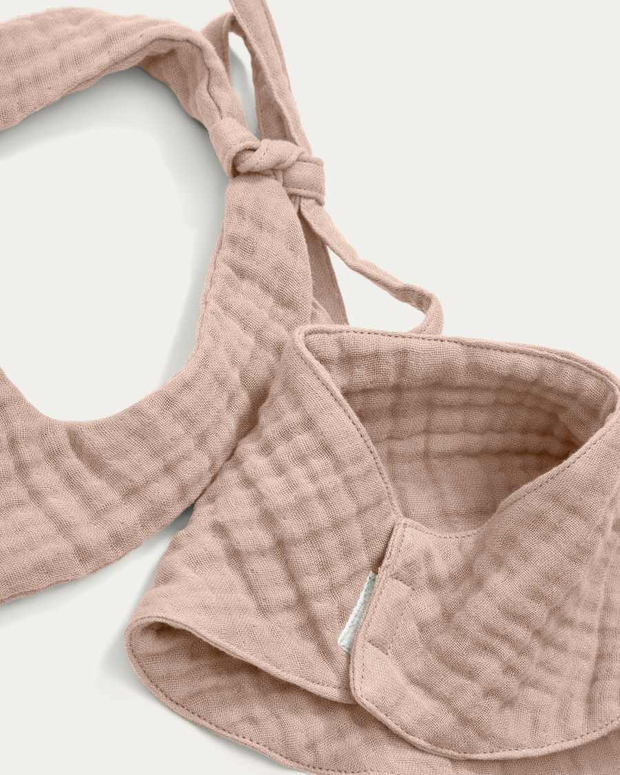 Prune pink bib and bandana set made of 100% cotton