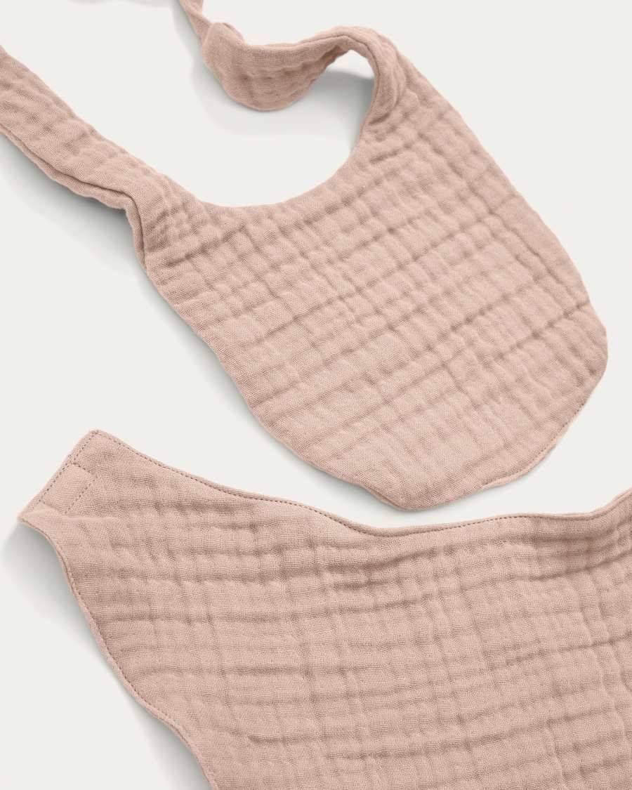 Prune pink bib and bandana set made of 100% cotton