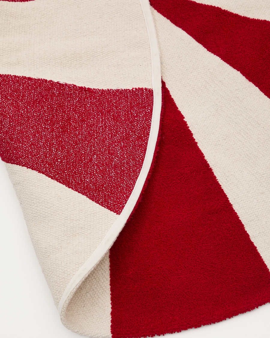 Wirla beige and red, 100% cotton rug, Ø 100 cm