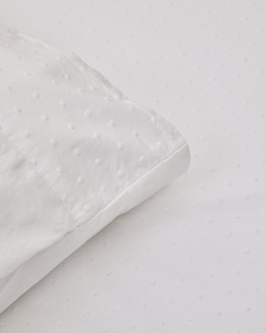 Atenie white duvet cover and pillowcase set, 100% cotton percale, plumeti detail, 90 cm bed
