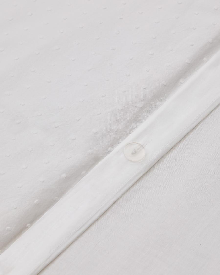 Atenie white duvet cover and pillowcase set, 100% cotton percale, plumeti detail, 90 cm bed