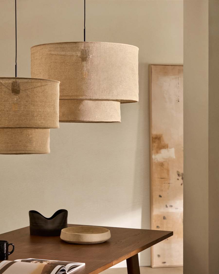 Mariela Schirm für Deckenlampe aus Leinen mit beigem Finish Ø 60 x 40 cm