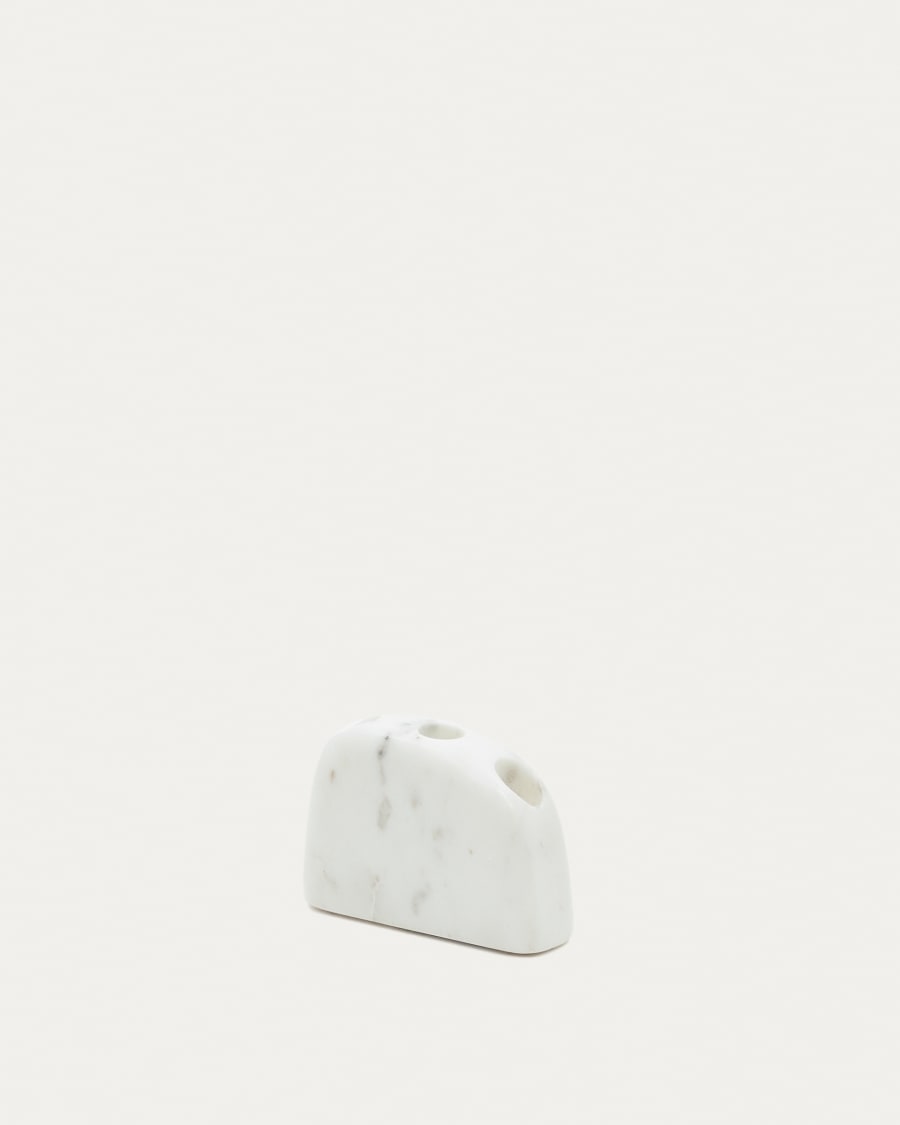 Signe medium-sized, white marble candlestick, 10 cm