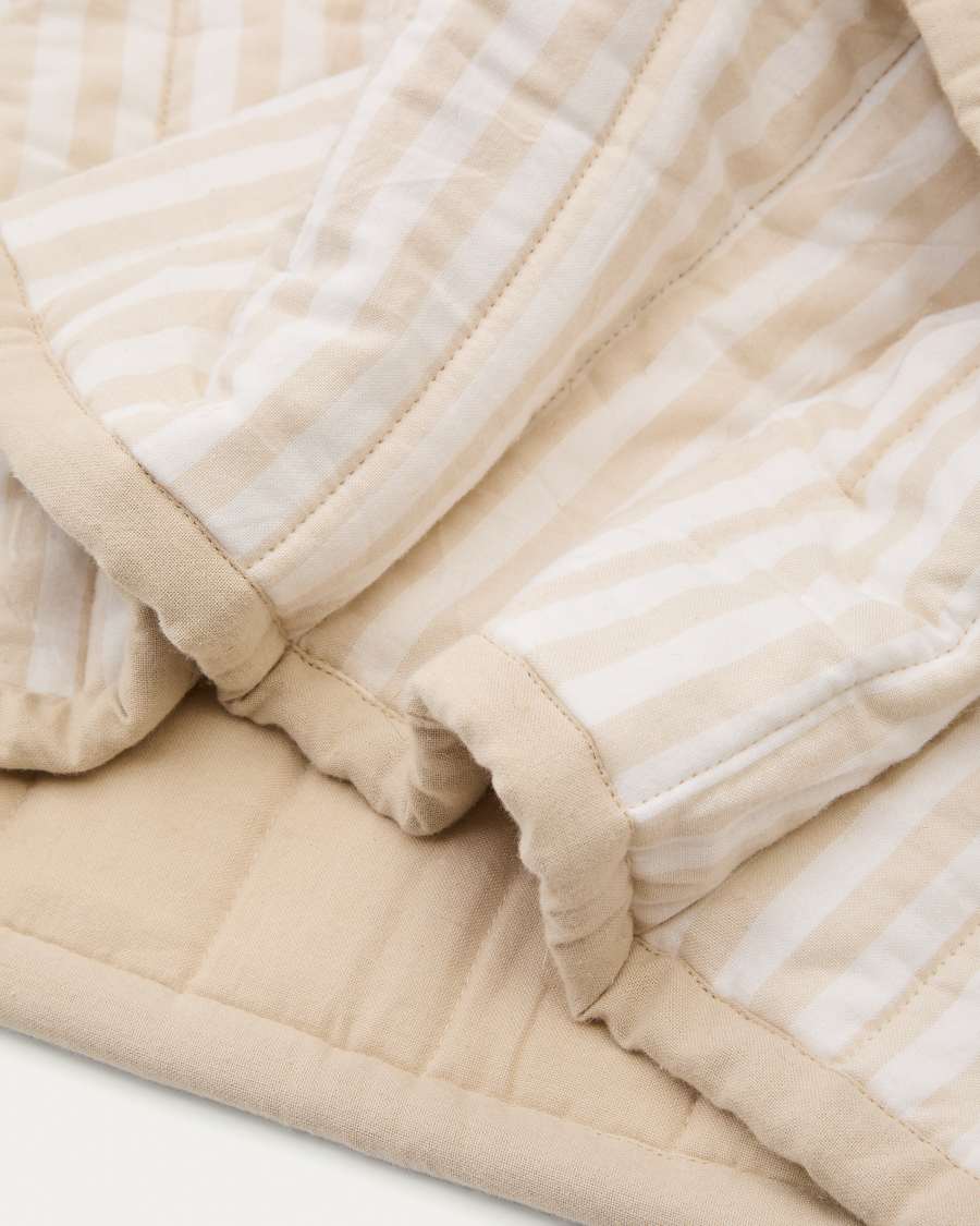 Tagesdecke Sini aus 100% Bio-Baumwolle beige für Bett von 90 cm