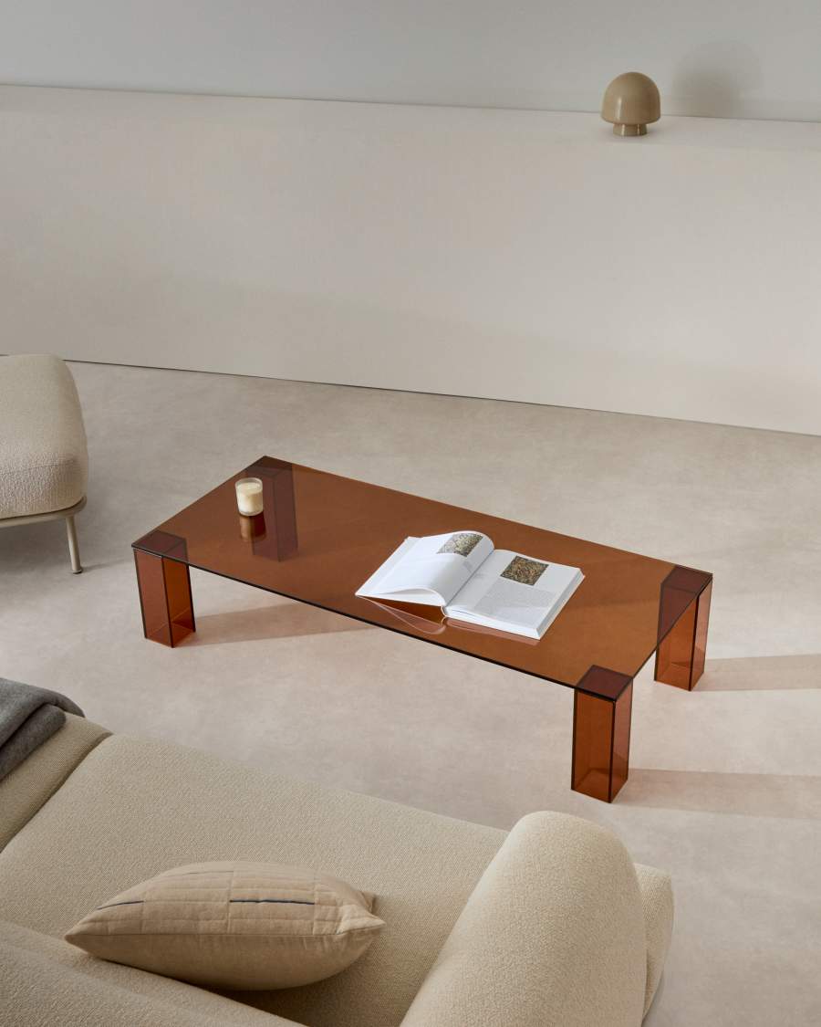 Couchtisch Adularia aus braunem gehärtetem Glas 140 x 60 cm