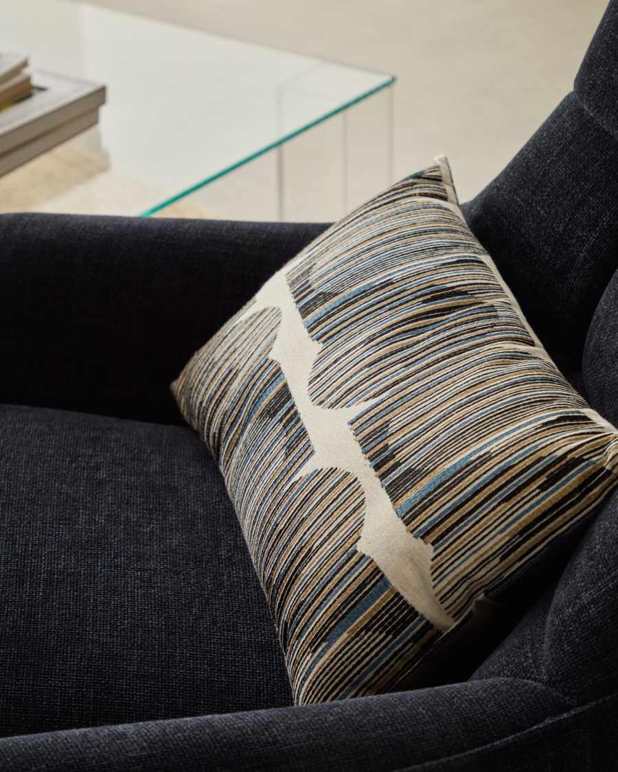 Log cushion cover with multicoloured graphic embroidery 30 x 50 cm