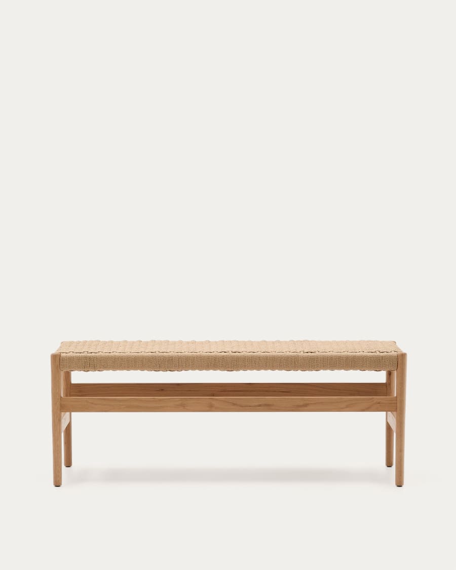 Zaide bench in solid oak wood with natural finish and rope seat, 120 cm, FSC Mix Credit