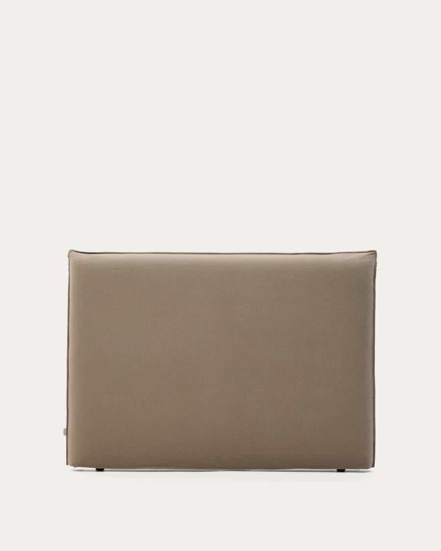 Taupe linen and cotton Jaira headboard cover for a bed up to 150 cm
