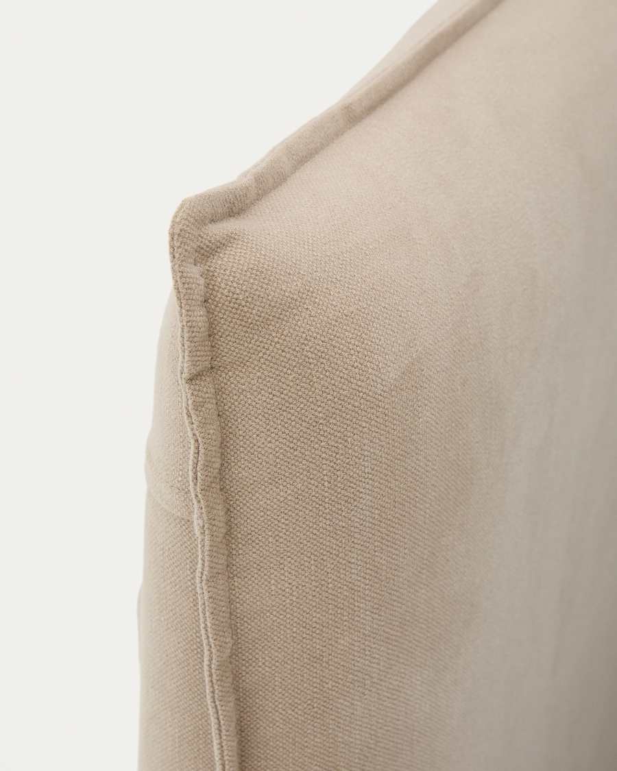 Taupe linen and cotton Jaira headboard cover for a bed up to 90 cm