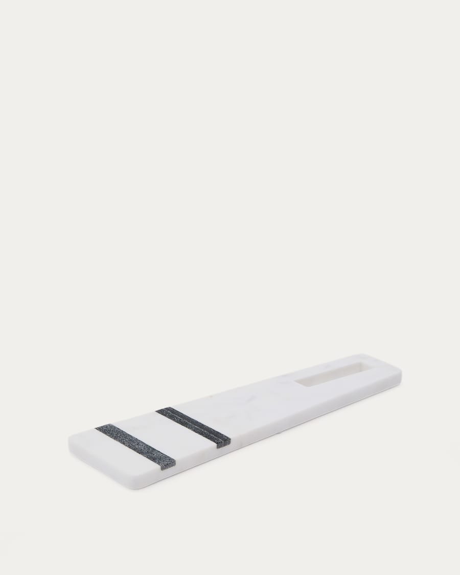 Nira small serving board in white and grey marble