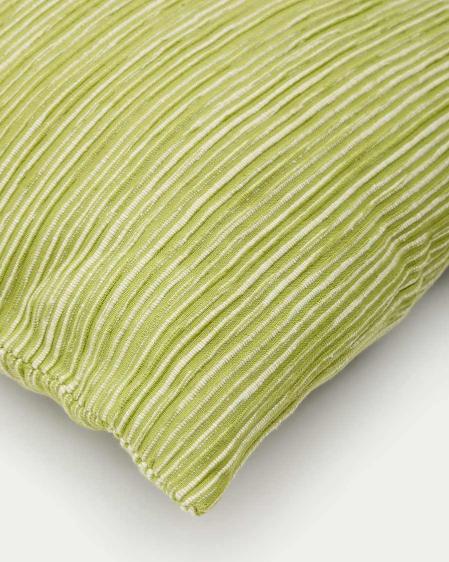 Niera green striped cotton jacquard cushion cover 45 x 45cm