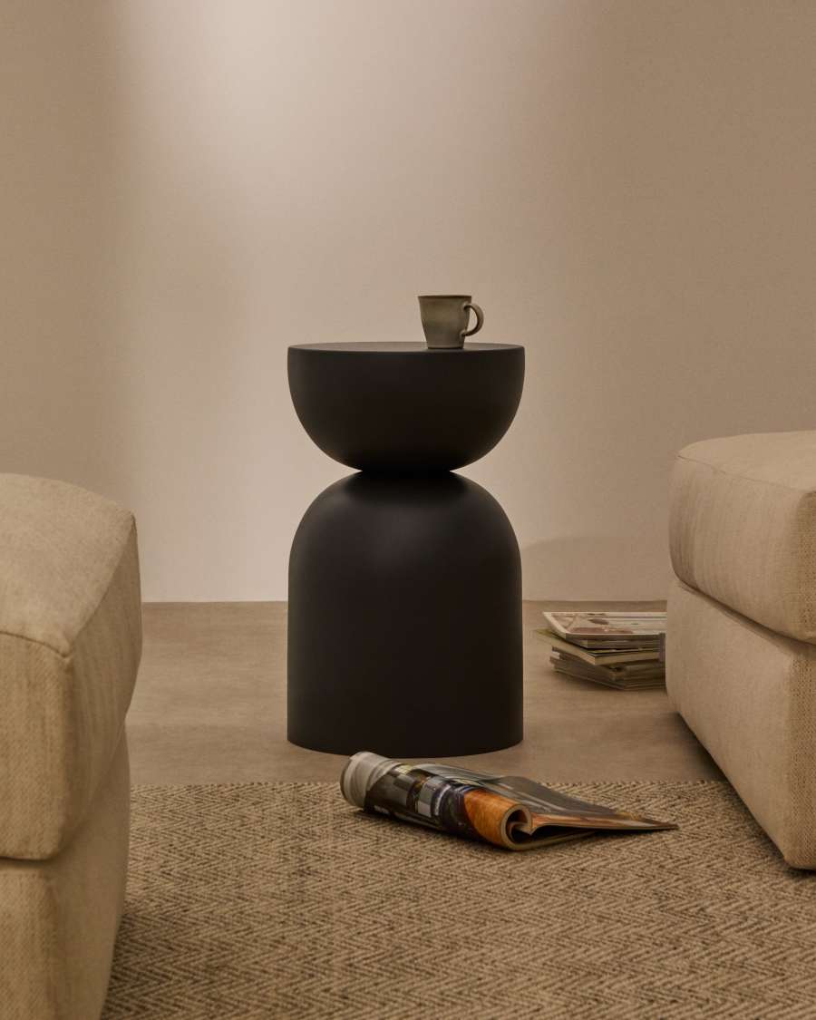 Side table Rachell made of metal with a grey painted finish Ø30 cm