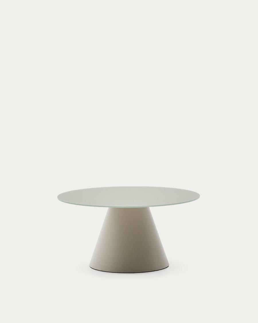 Wilshire tempered glass and metal coffee table with a matte grey finish, Ø 80 cm