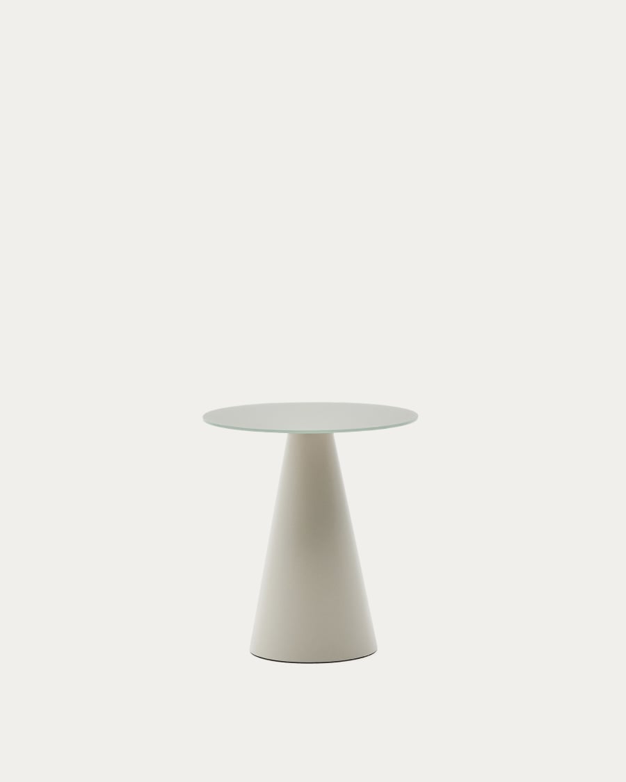 Wilshire tempered glass and metal side table with a matte grey finish, Ø 50 cm