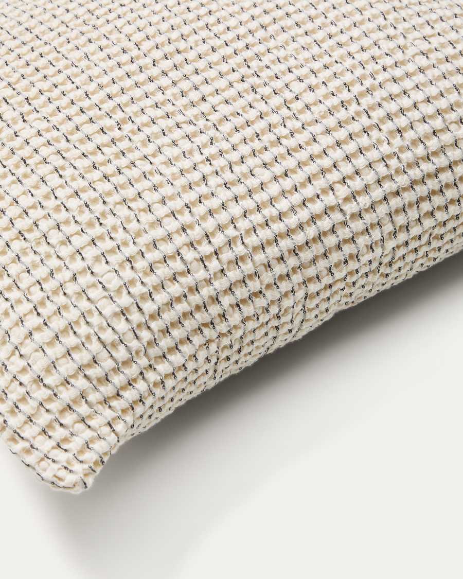 Mabile set of 2 blue striped jacquard cushions in 100% cotton 50 x 50cm