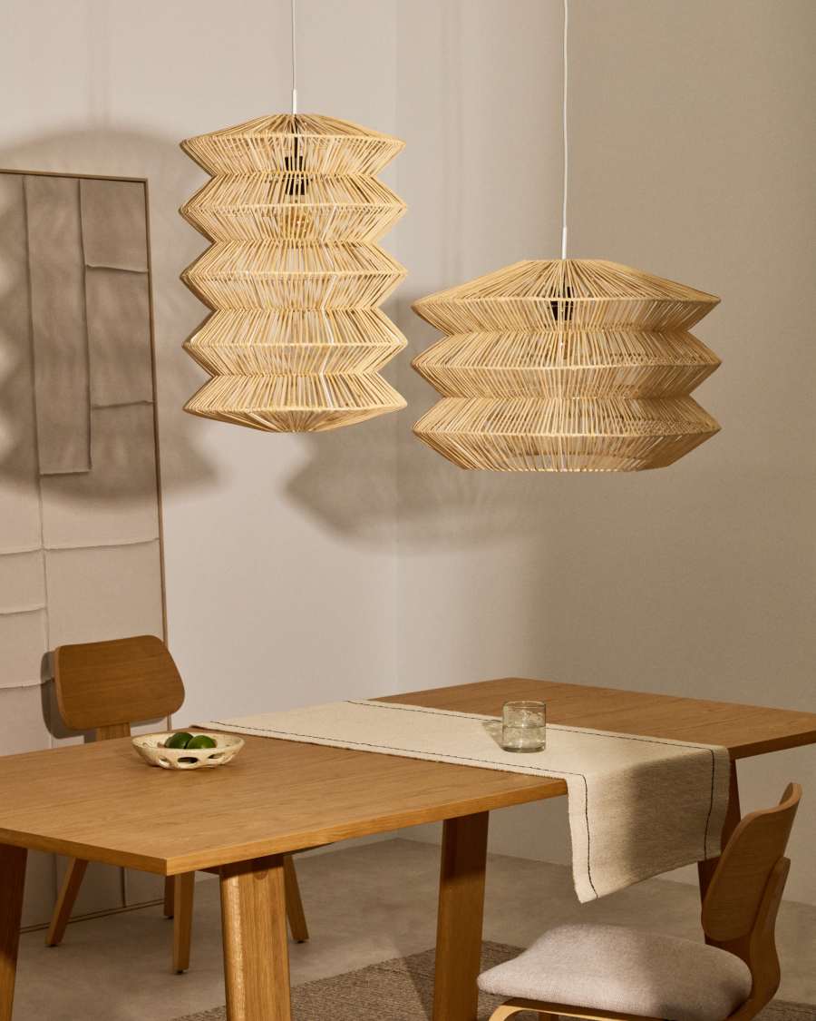 Lampenschirm für Deckenleuchte Dakit aus Naturfaser mit aufgehelltem Finish 60 x 39 cm