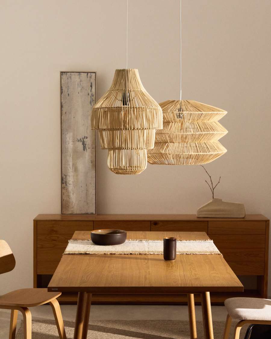 Lampenschirm für Deckenleuchte Janoa aus Rattan mit aufgehelltem Finish Ø 38 cm