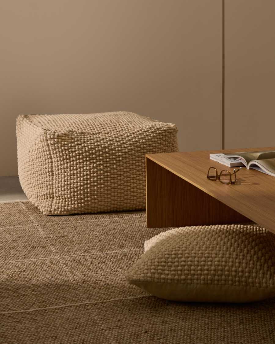 Mascarell pouffe, cotton and polyester in white, 60 x 60 cm