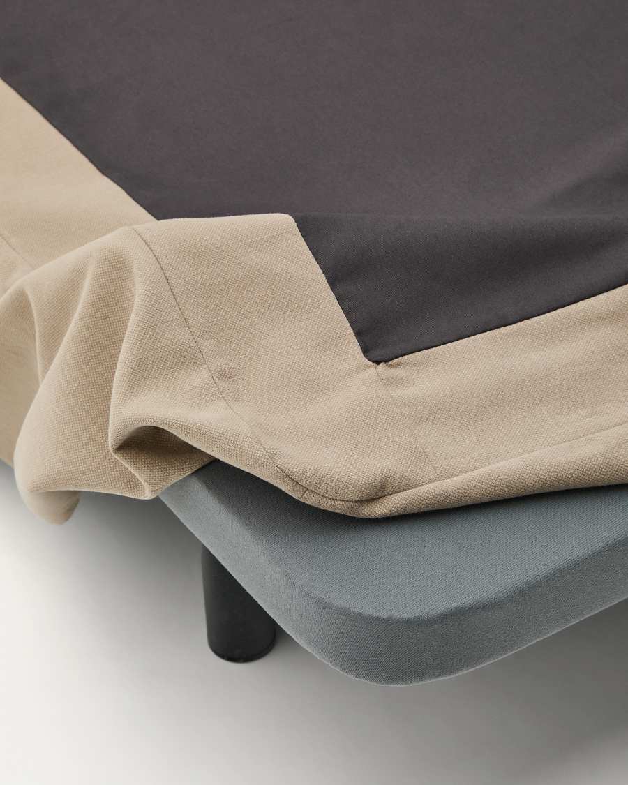 Jaira linen and cotton bed base cover in taupe for a 90 x 200 cm mattress