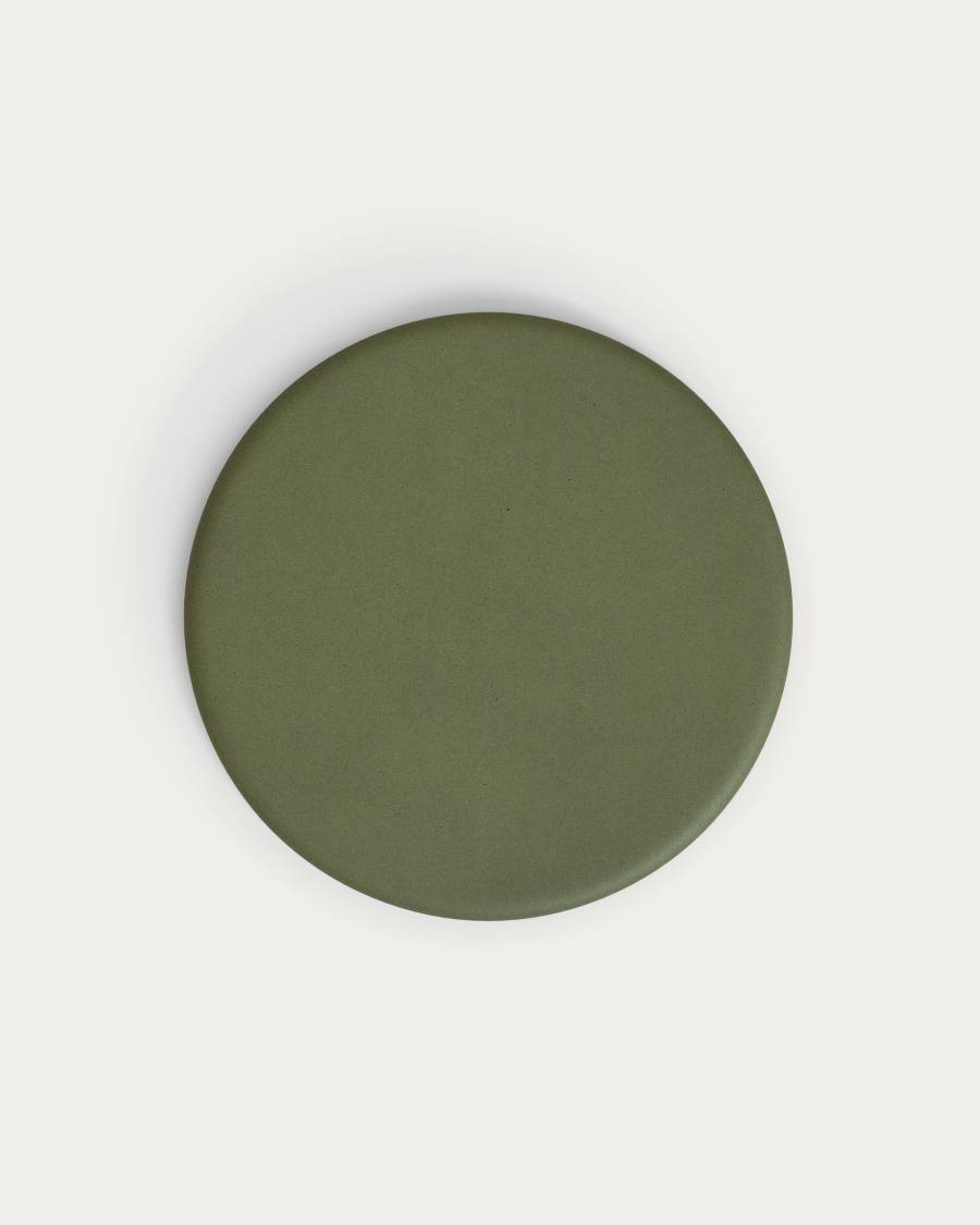 Esilda outdoor round table with green cement top Ø70cm and green steel base Ø42x45cm
