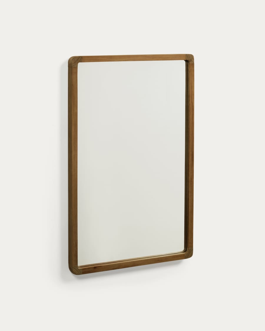 Shamel solid teak mirror with a walnut finish, 45 x 70 cm