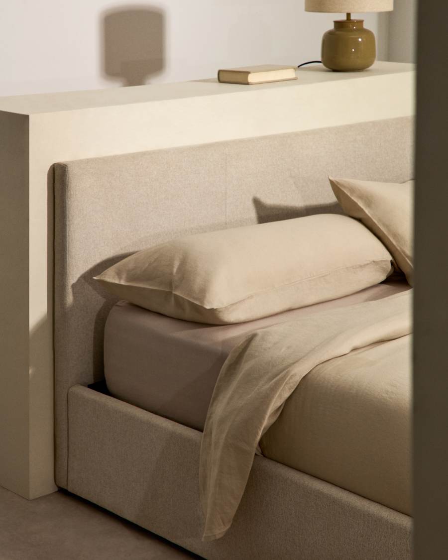 Simmel ecru linen blend adjustable bottom sheet for 160 cm bed