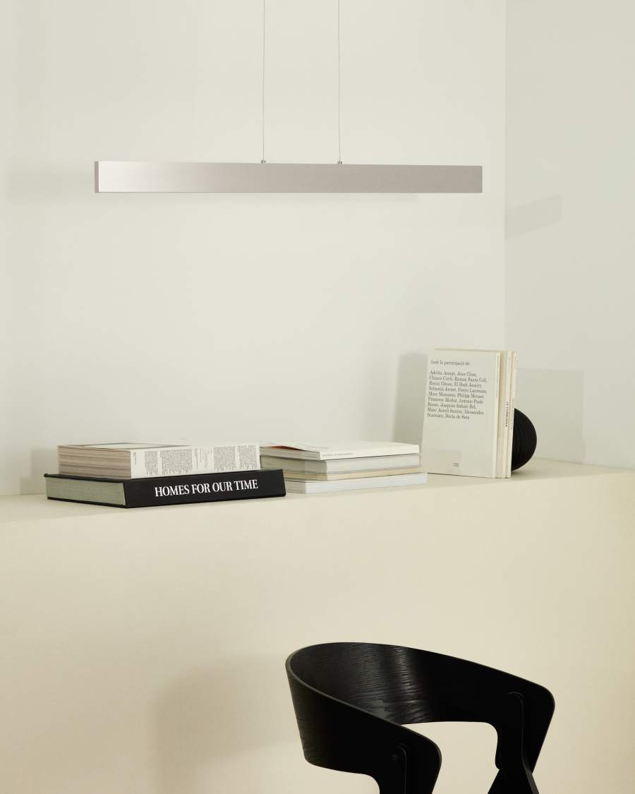 Boadella aluminium ceiling lamp with silver brushed painted finish