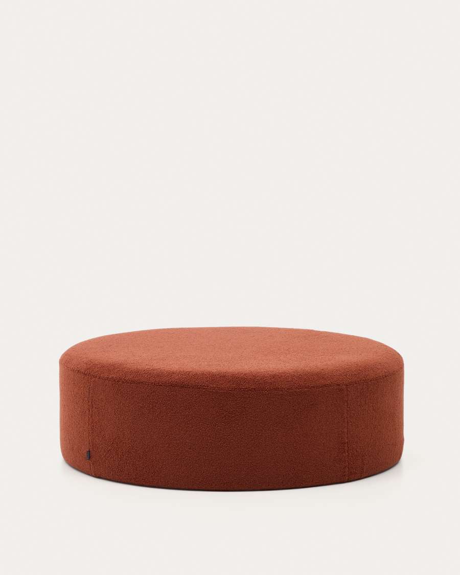 Kaeli footrest with removable cover in terracotta bouclé Ø 120 cm