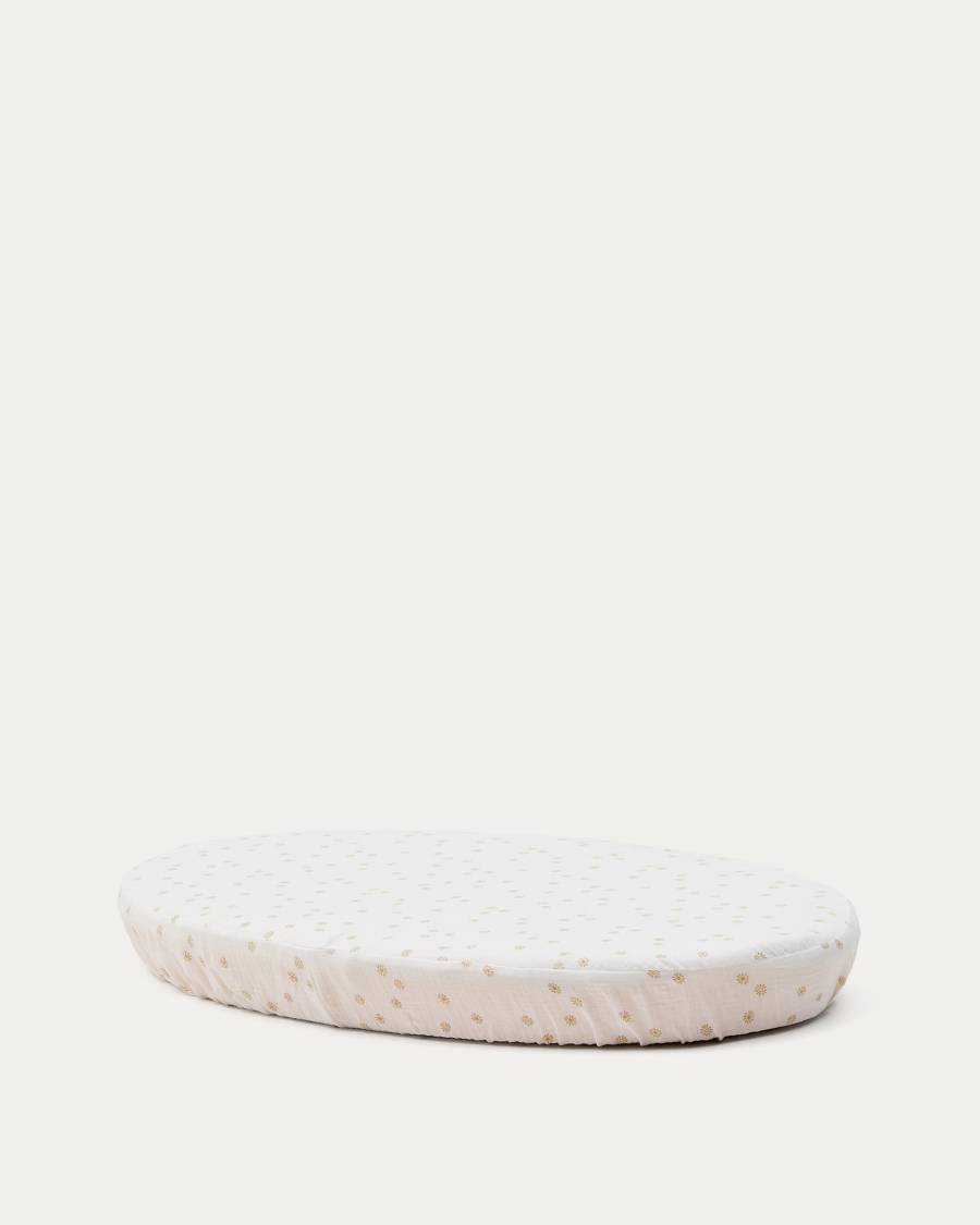 100% cotton, sun print, bottom sheet for Olna Moses basket 40 x 75 cm