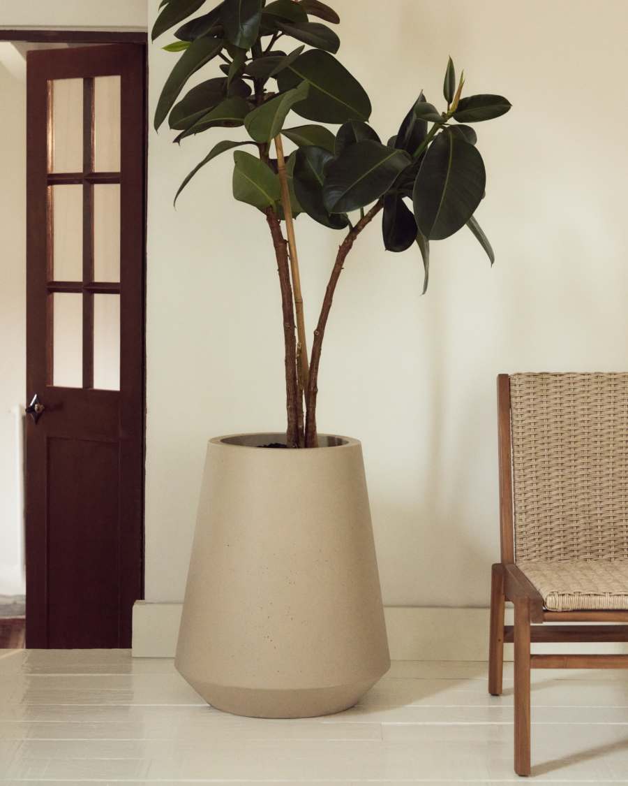 Blumentopf Calun aus Zement in Beige Ø 50 cm