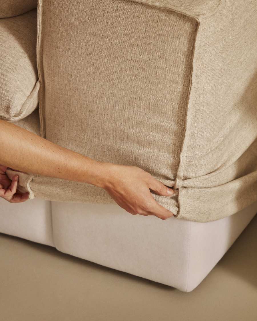 Anarela beige linen 2-seater sofa cover