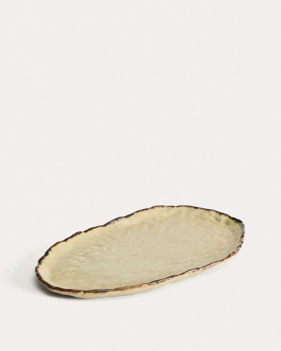 Abela tray in brown ceramic