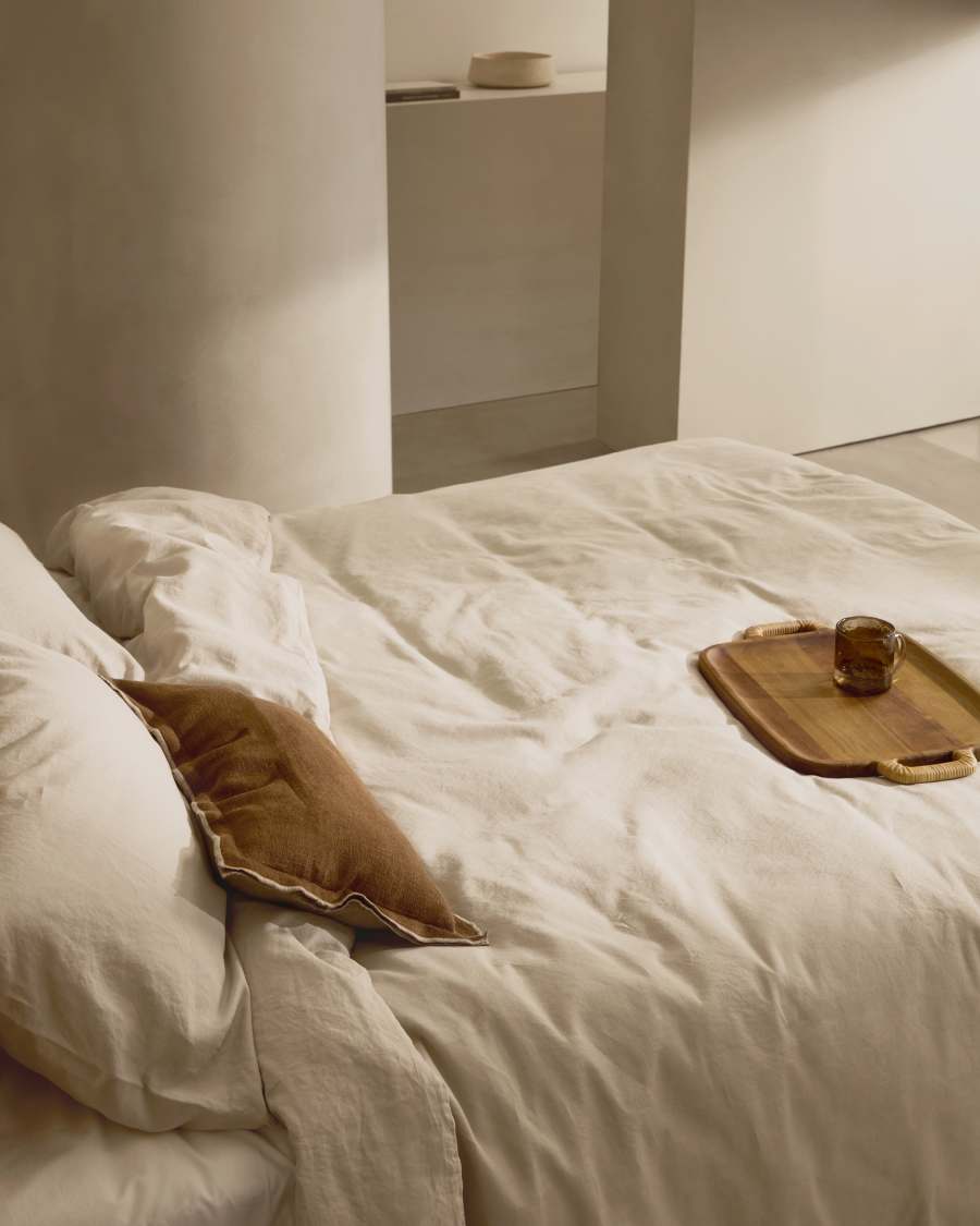 Simmel grey linen blend duvet and pillow cover set for 90 cm bed