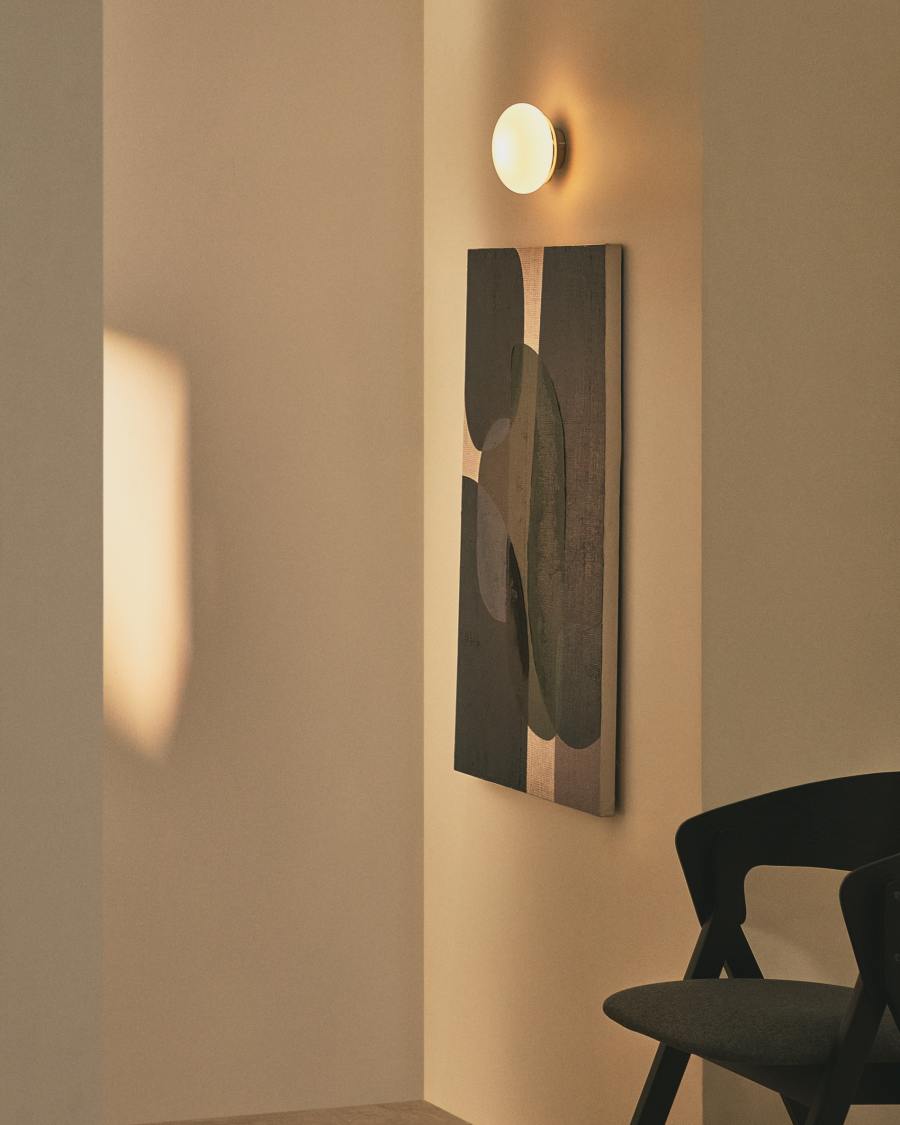 Bamila wall lamp in smoked glass and nickel Ø15cm