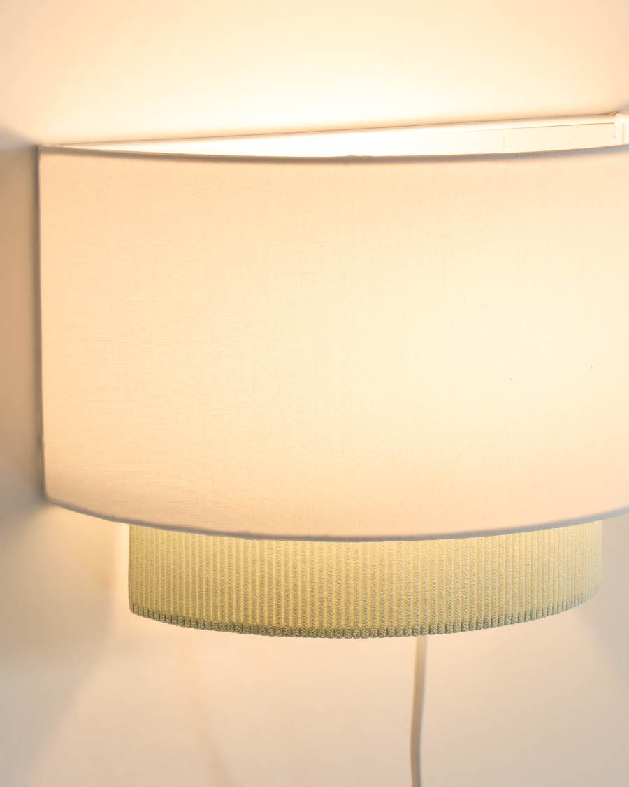 Bianella cotton and turquoise corduroy wall light Ø 40cm