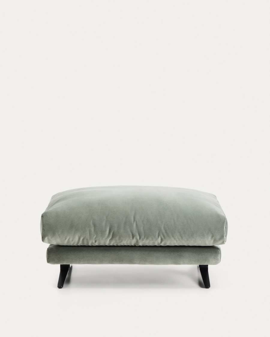 Veliro footrest in green velvet with steel legs with black finish 85 x 90 cm FSC Mix Credit