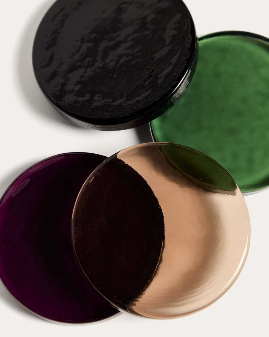 Obila set of 4 multicoloured recycled glass coasters