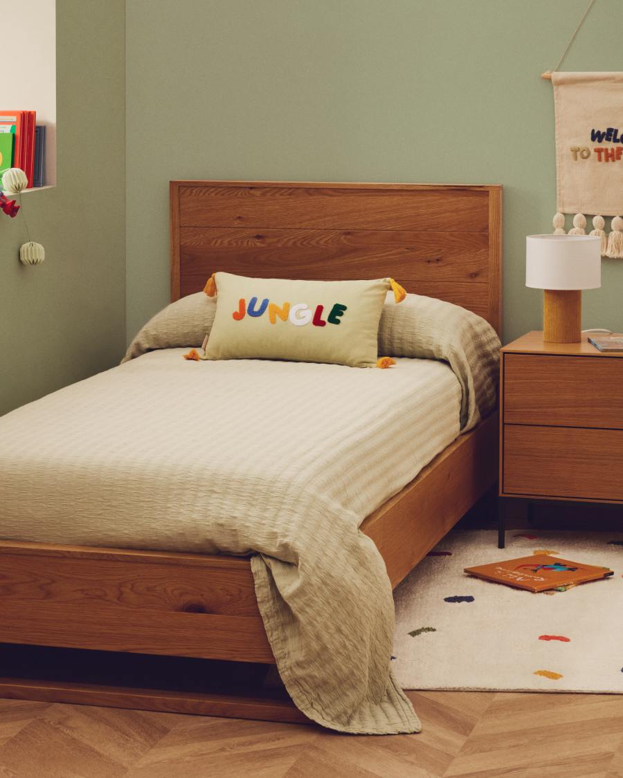 Rilune 100% cotton bedspread with light green embossed stripe effect for 90 cm bed