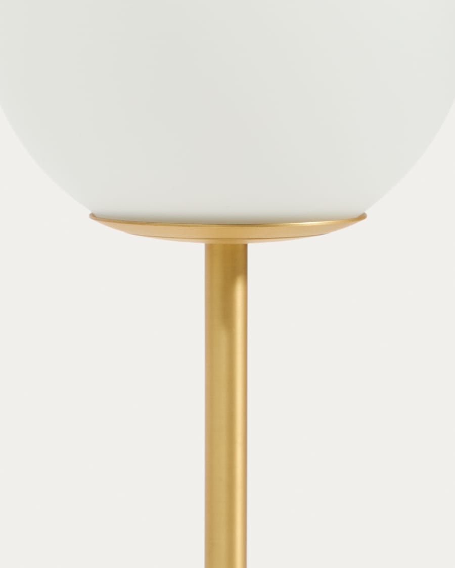 Brisia metal table lamp with brushed brass finish and 1 frosted glass ball Ø15cm
