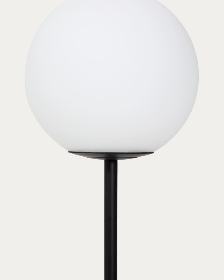 Brisia metal floor lamp with black finish and 1 frosted glass ball Ø20 cm