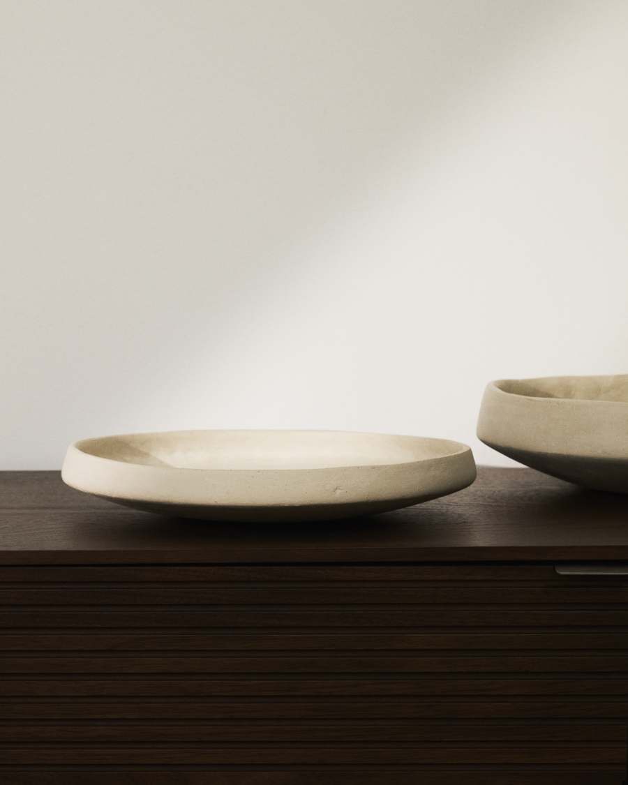 Mireni papier-mâché centrepiece beige Ø 29 cm