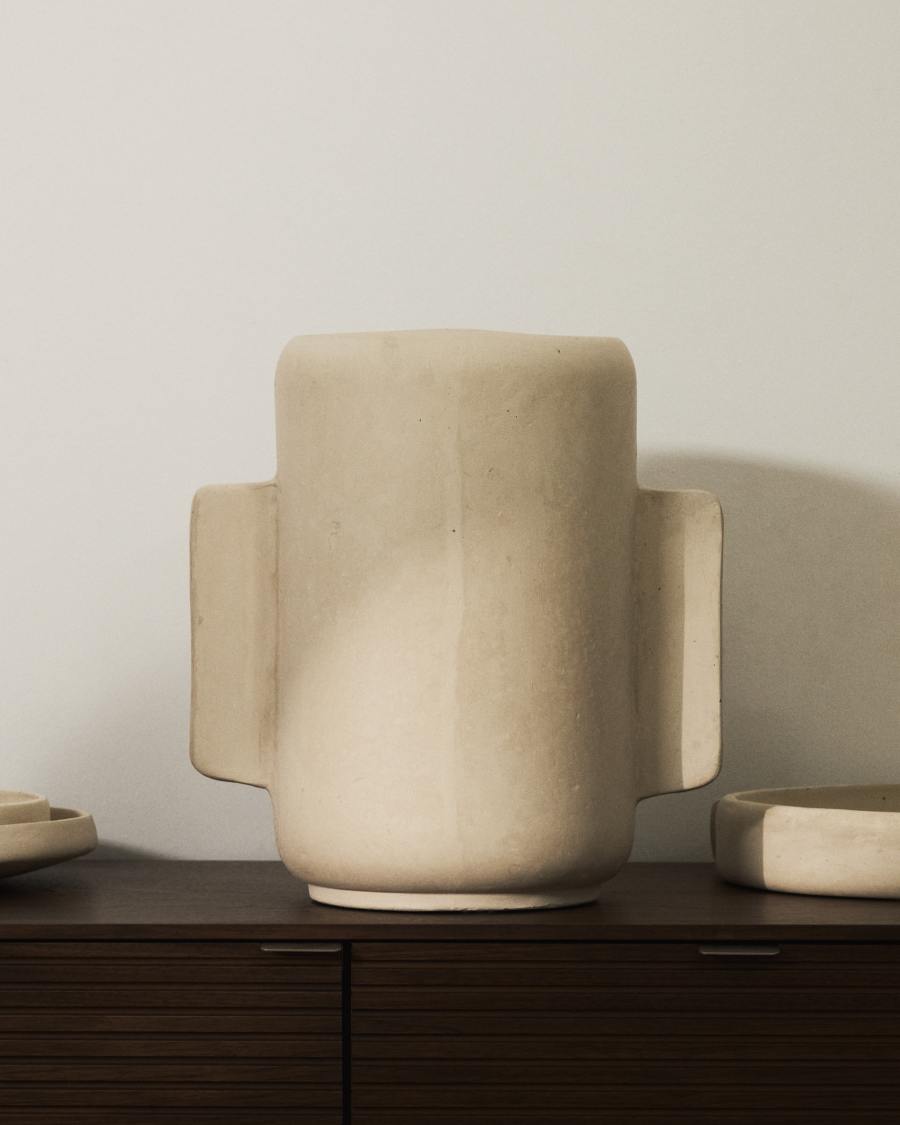 Mireni papier-mâché vase beige 38 cm