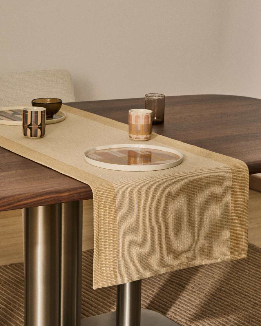 Briven beige 100% cotton table runner 50 x 150cm