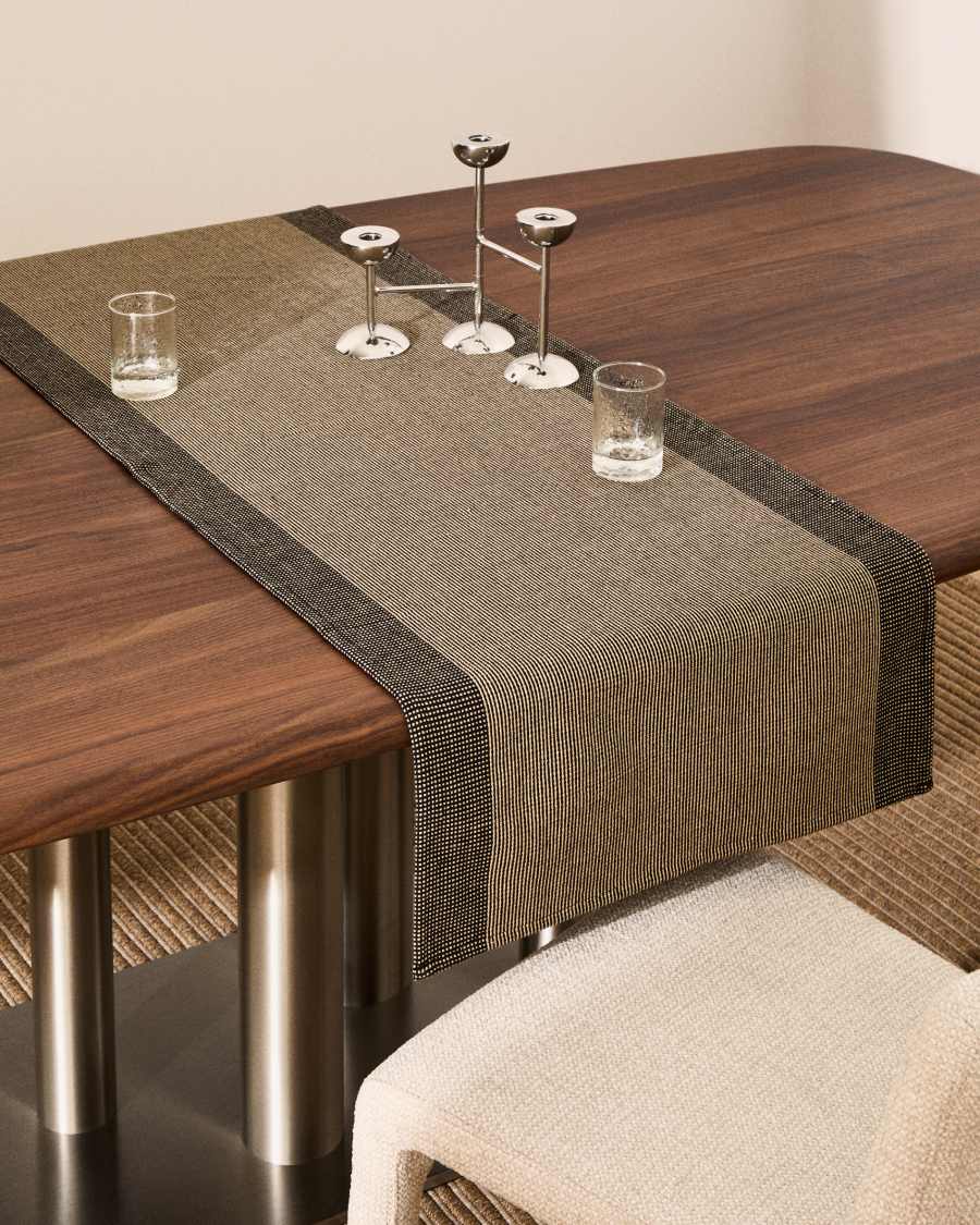 Briven black 100% cotton table runner 50 x 150cm