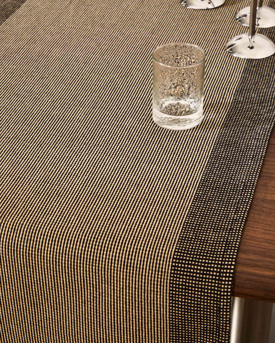 Briven black 100% cotton table runner 50 x 150cm