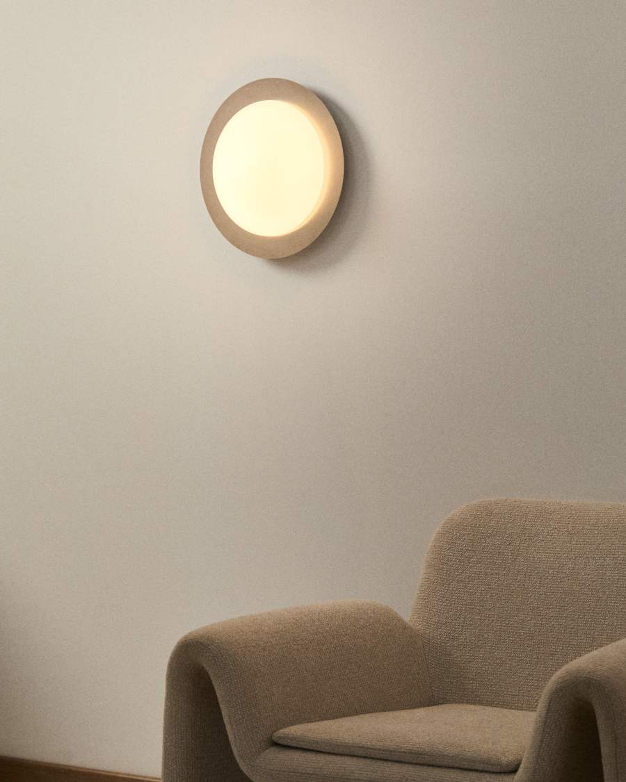 Novae ceiling lamp in light grey brushed metal and frosted glass Ø 40 cm