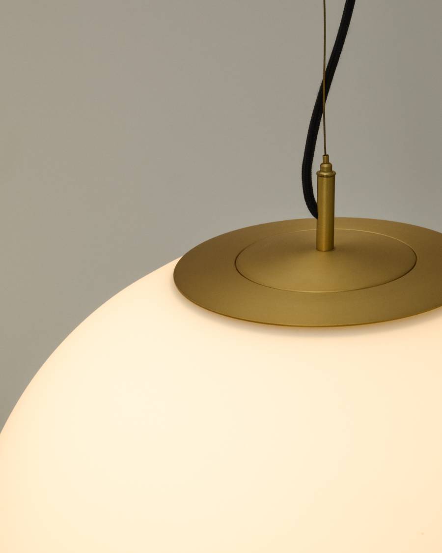 Brisia metal ceiling lamp with brushed brass finish and 1 frosted glass ball Ø50cm