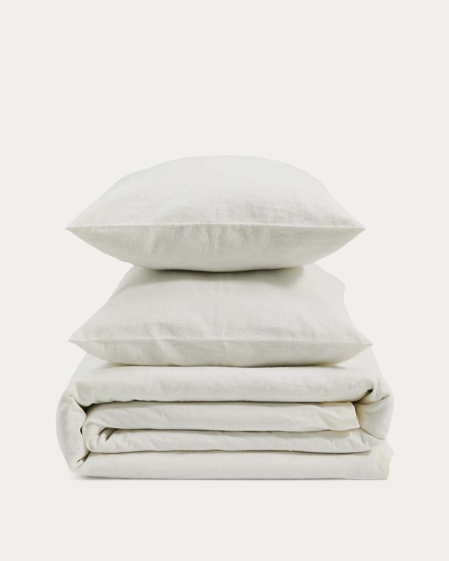 Simmel duvet cover and pillowcase set in ecru linen blend for 150 cm bed