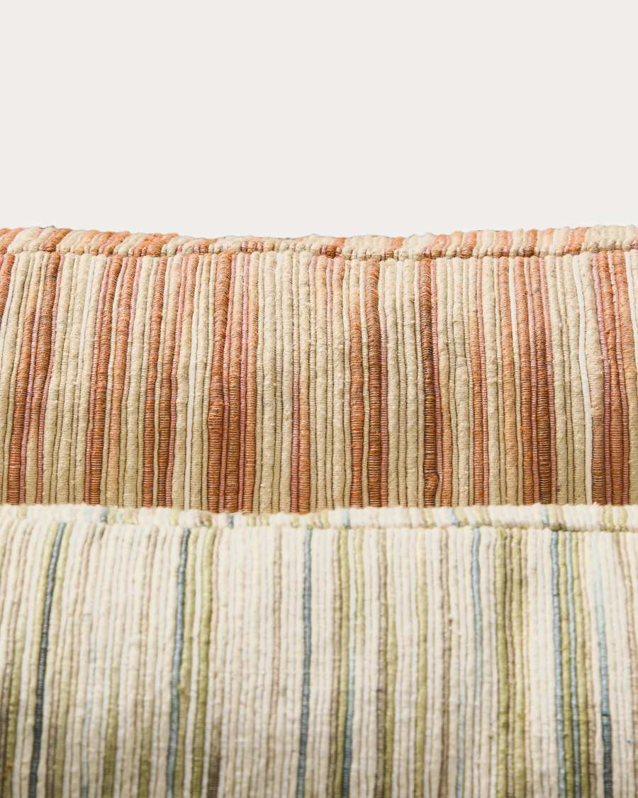 Zilora green and beige striped silk blend jacquard cushion cover 45 x 45cm